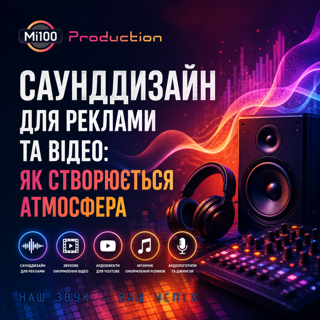 Саунддизайн для реклами та відео | Mi100 Production
